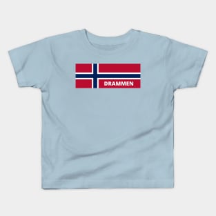 Drammen City in Norwegian Flag Kids T-Shirt